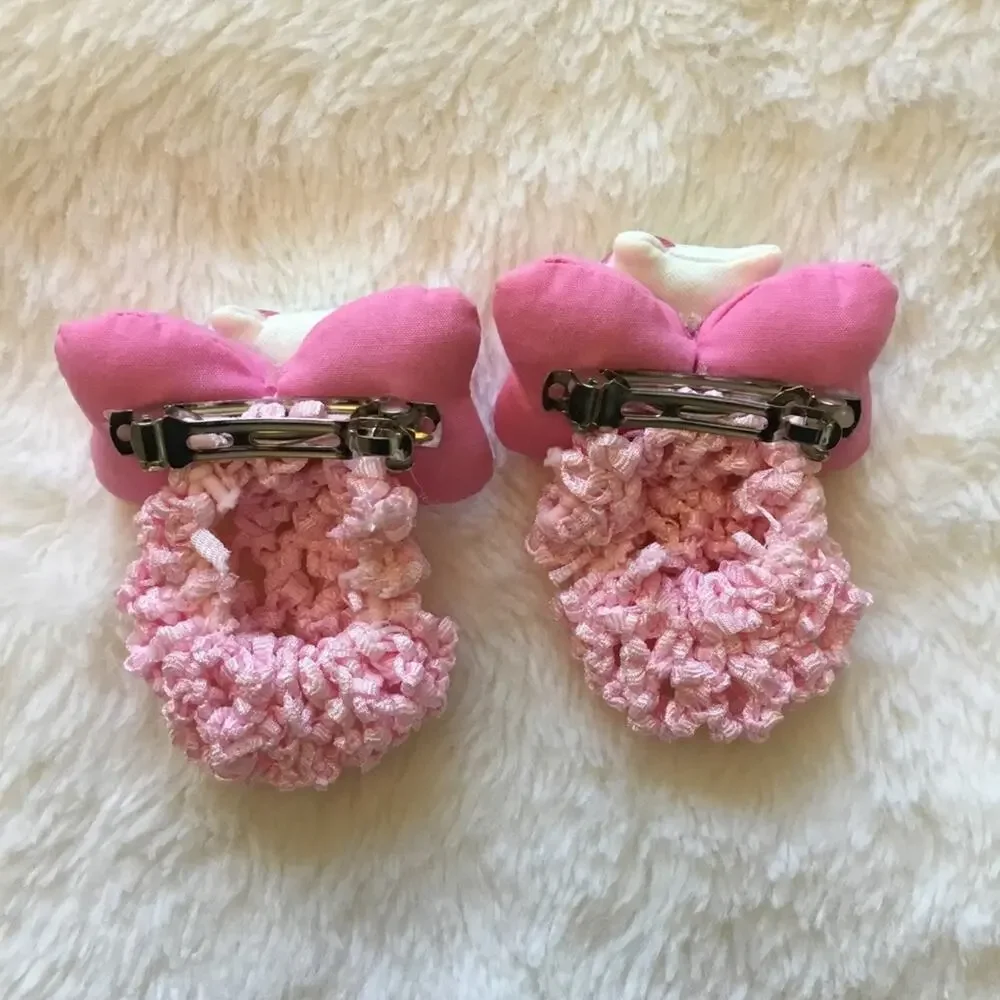 Vintage-Hello Kitty Pink Crochet Wrap Hair Clip Set